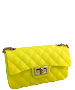 Fashion Jelly Quilted Neon Small Messenger Bag JP067NPP NEON YELLOW